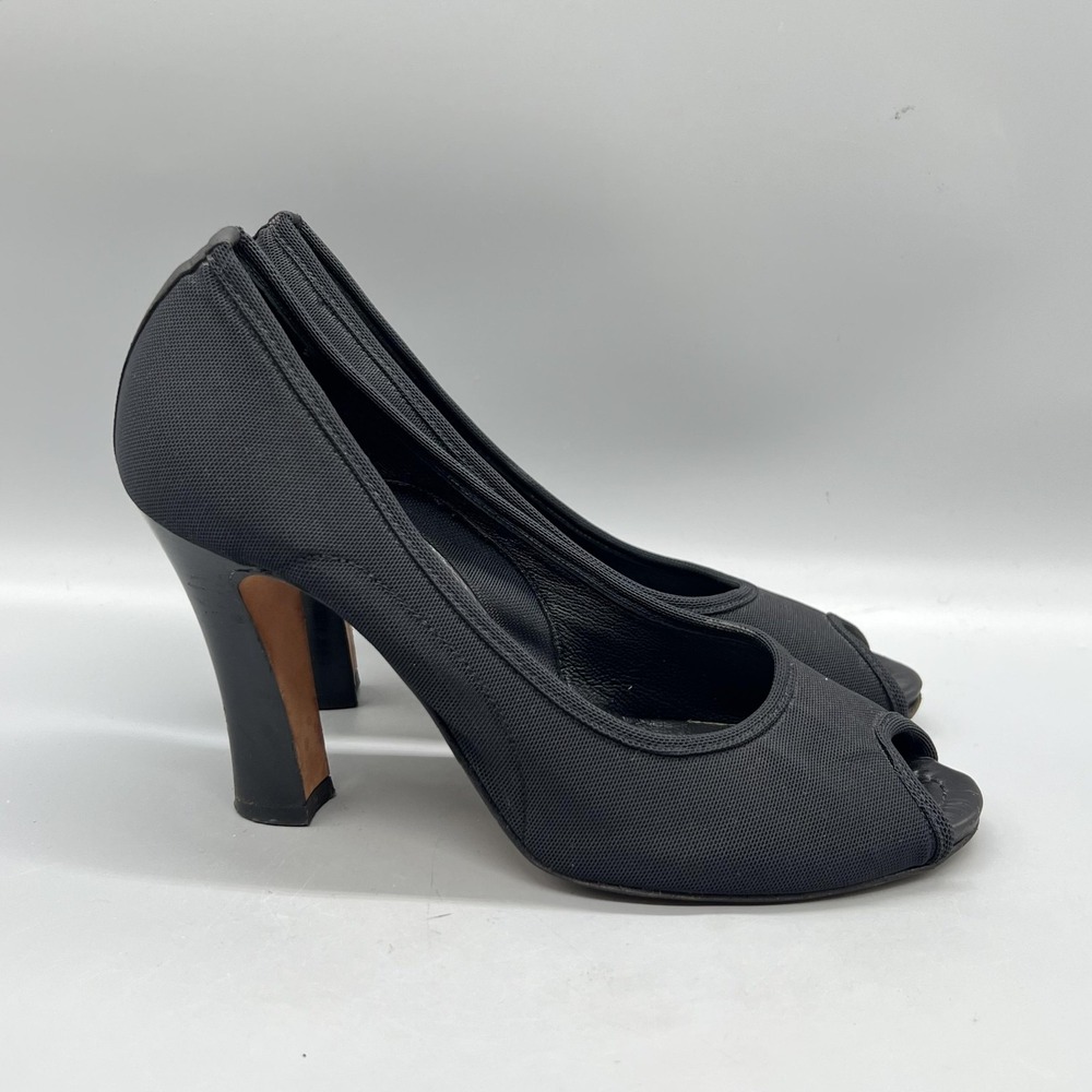 Grandinetti Anthropologie Pumps Womens 8 Black Peep Toe Spool Heel Dress Shoes